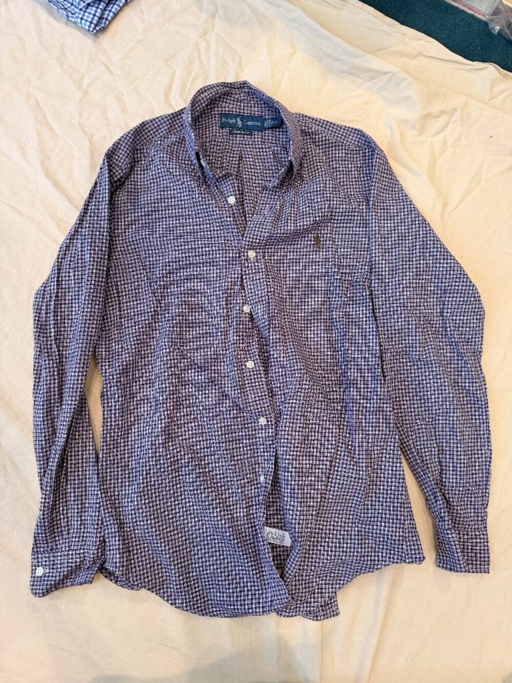 Ralph Lauren Classic Fit Navy Check Button-Down Shirt S